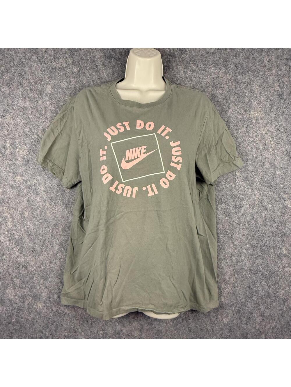Nike Tee Shirt Olive Green Pink Graphics Men Size Large 623